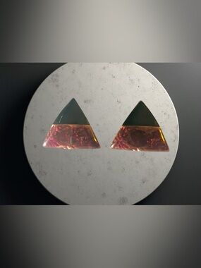 Geometric Triangle Earrings in Black and Burgundy